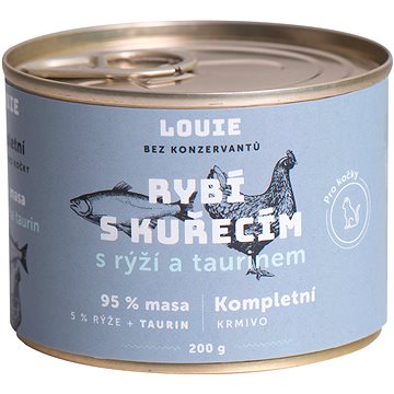LOUIE rybí a kuřecí s rýží a taurinem 200 g (8595174345665)