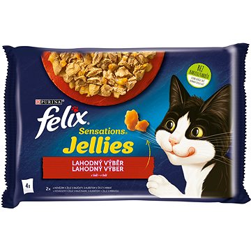 Felix Sensations Jellies s hovězím a kuřetem v lahodném želé 4 x 85 g (7613039757604)