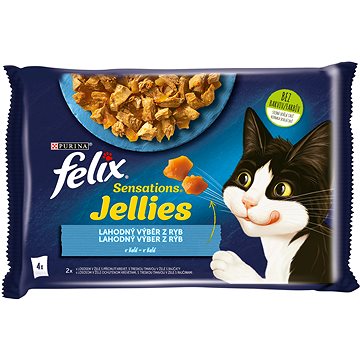 Felix Sensations Jellies s lososem a treskou v lahodném želé 4 x 85 g (7613039778128)