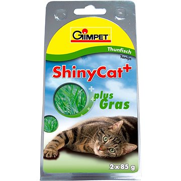 GimCat Shiny Cat tuňák tráva 2 × 70 g (4002064413549)