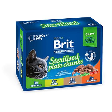Brit premium cat pouches Sterilised Plate 12 × 100 g (8595602548514)
