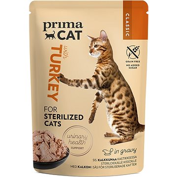 PrimaCat Kapsička pro sterilizované kočky filety s krůtím masem ve šťávě 85 g (6438554000384)