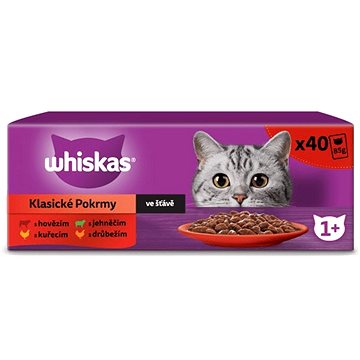 Whiskas kapsičky klasický výběr ve šťávě pro dospělé kočky 40 x 85 g (4008429156540)