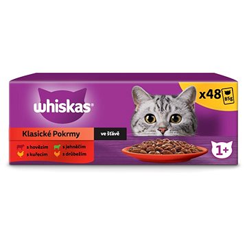 Whiskas kapsičky klasický výběr ve šťávě pro dospělé kočky 48 × 85 g (8410136026140)