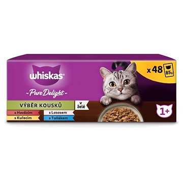 Whiskas Pure Delight kapsičky Výběr kousků v želé pro dospělé kočky 48 × 85 g (5900951304880)