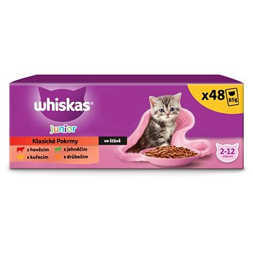 Whiskas kapsičky Klasický výběr ve šťávě pro koťata 48 × 85 g (4008429157042)