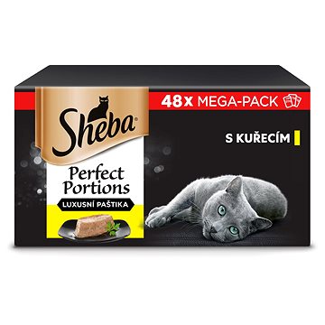 Sheba Perfect Portions vaničky s kuřetem pro dospělé kočky 8 × ( 6 × 37,5 g ) (4008429130632)