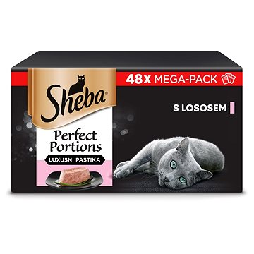Sheba Perfect Portions vaničky s lososem pro dospělé kočky 8 × ( 6 × 37,5 g ) (4008429130656)