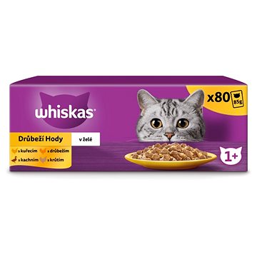 Whiskas kapsičky drůbeží výběr v želé pro dospělé kočky 80 × 85 g (5900951302275)