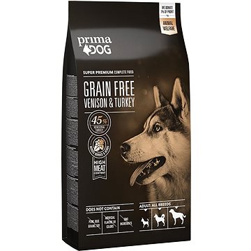 PrimaDog Zvěřina s krůtou bez obilovin, pro dospělé psy s citlivým trávením, 10 kg (6430062469400)