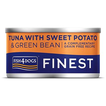 FISH4DOGS Konzerva pro psy Finest s tuňákem, sladkými bramborami a zelenými fazolkami 85 g (5056008815455)