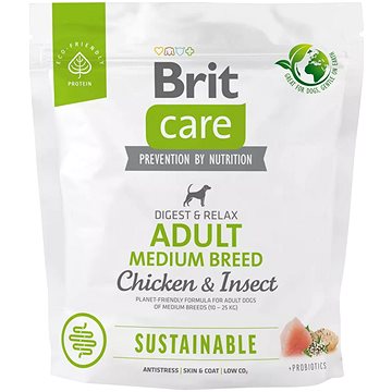 Brit Care Dog Sustainable s kuřecím a hmyzem Adult Medium Breed 1 kg (8595602558704)