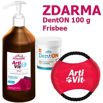 Vitar Veterinae Artivit sirup 1000ml + 100g DentOn + frisbee hračka pro psy (8595011143485)