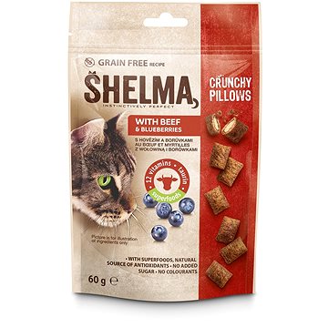 Shelma bezobilné polštářky pro kočku s hovězím a borůvkami 60g (8595606407688)