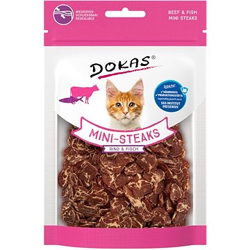 Dokas Hovězí a treska mini steaky pro kočky 25 g (4251276205019)