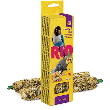 RIO tyčinky pro střední papoušky s medem a oříšky 2 × 75g (4602533784363)
