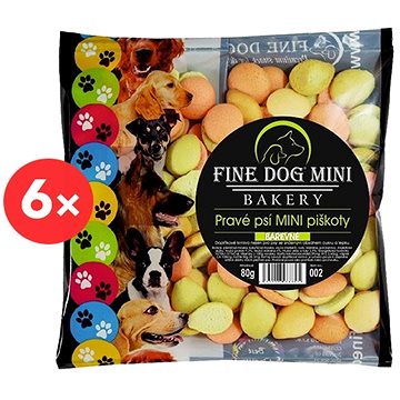Fine Dog mini bakery piškoty pro malá plemena psů 6 × 80 g barevné (8595657300747)