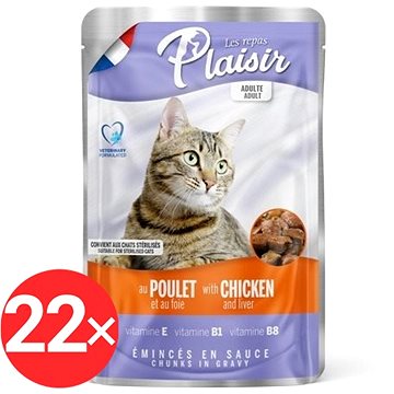 Plaisir Cat kapsička kuřecí + játra 22 × 100 g (8595657300150)