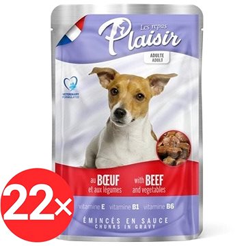 Plaisir Dog kapsička hovězí se zeleninou 22 × 100 g (8595657300099)