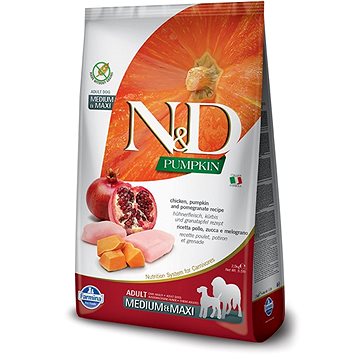 N&D PUMPKIN grain free dog adult M/L chicken & pomegranate 12 kg (8010276033352)