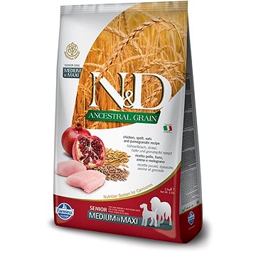 N&D low grain dog senior M/L chicken & pomegranate 12 kg (8010276030542)