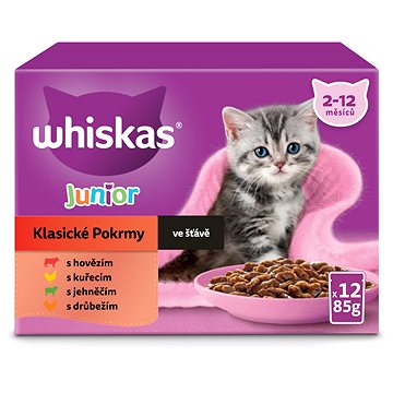 Whiskas kapsička klasický výběr ve šťávě pro dospělé kočky 12 × 100 g (5900951125645)