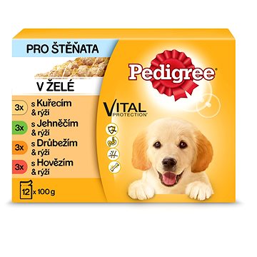 Pedigree Vital Protection kapsička pro štěňata masový výběr s rýží v želé 12 × 100 g (5900951140082)
