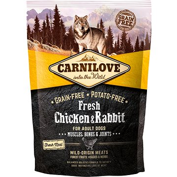Carnilove fresh chicken & rabbit muscles, bones & joints for adult dogs 1,5 kg (8595602527502)