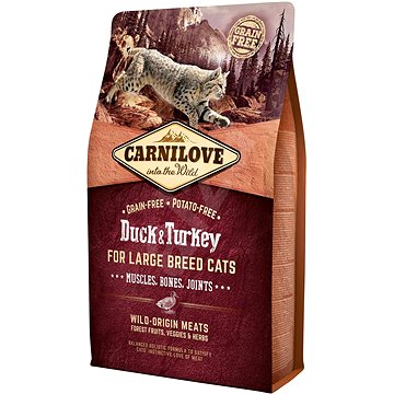 Carnilove duck & turkey for large breed cats – muscles, bones, joints 2 kg (8595602512768)
