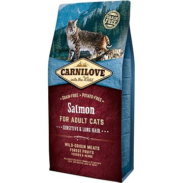 Carnilove salmon for adult cats – sensitive & long hair 6 kg (8595602512270)