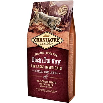 Carnilove duck & turkey for large breed cats – muscles, bones, joints 6 kg (8595602512751)