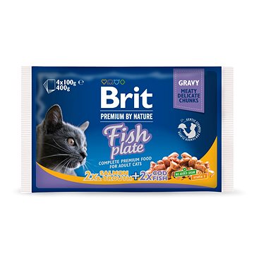 Brit Premium Cat Pouches Fish Plate 400 g (4 × 100 g) (8595602506248)