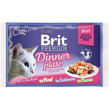Brit Premium Cat Delicate Fillets in Jelly Dinner Plate 340 g (4 × 85 g) (8595602519392)