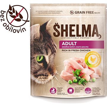 Shelma Adult bezobilné granule s čerstvým kuřecím pro dospělé kočky 750 g (8595606405271)