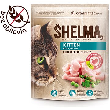 Shelma Junior bezobilné granule s čerstvým krůtím pro koťata 750 g (8595606405301)