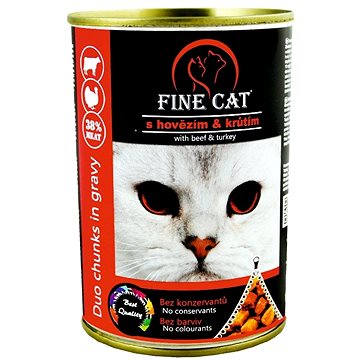 Fine Cat Konzerva pro kočky DUO Hovězí s krůtím 12 × 415 g (8595657302420)