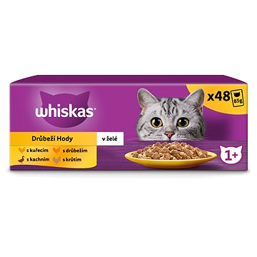 Whiskas kapsička drůbeží výběr v želé pro dospělé kočky 48 × 100g (5900951226571)