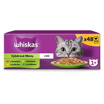 Whiskas kapsičky výběrové menu v želé pro dospělé kočky 48 × 85 g (8410136026072)