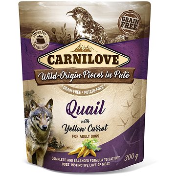 Carnilove Dog Pouch Paté Quail with Yellow Carrot 300 g (8595602537686)