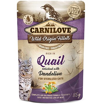 Carnilove Cat Pouch Rich in Quail Enriched with Dandelion for sterilized 85 g (8595602538355)