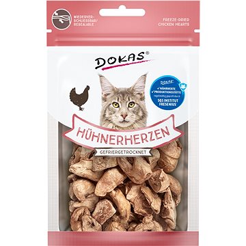 Dokas - Mrazem sušená kuřecí srdíčka pro kočky 15 g (4251276204203)
