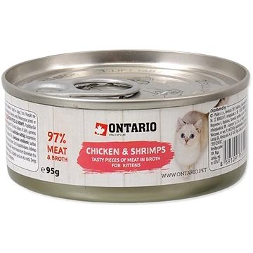 Ontario konzerva Junior Chicken Pieces with Shrimp 95g (8595091761593)