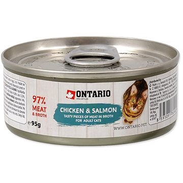 Ontario konzerva Chicken Pieces with Salmon 95g (8595091761609)