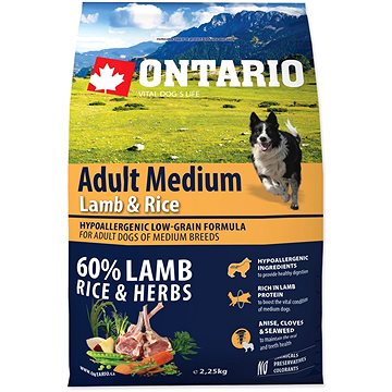 Ontario Adult Medium Lamb & Rice 2,25kg (8595091780242)