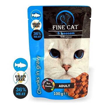 Fine Cat kapsička grain - free adult losos v omáčce 22 × 100 g (8595657302901)