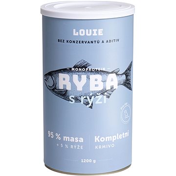 Louie Kompletní krmivo - ryba s kuřecím (95 %) s rýží (5 %) 1200 g (8595174345535)