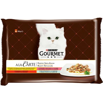 Gourmet A la Carte multipack - kuře, hovězí, pstruh, tmavá treska 4 × 85 g (7613037552102)