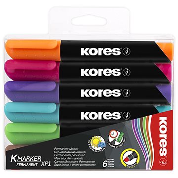 KORES K-MARKER permanentní silný - sada 6 barev (20902)