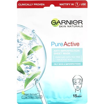 GARNIER Skin Naturals Pure Active textilní maska proti nedokonalostem, 28 g (3600542368896)