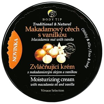 VIVACO Body Tip Zvláčňující krém na obličej a tělo Makadamový ořech s vanilkou 200 ml (8595635203350)
